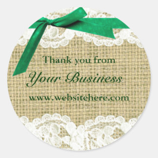 Burlap and Lace Beige emeral Bow shabby chic label