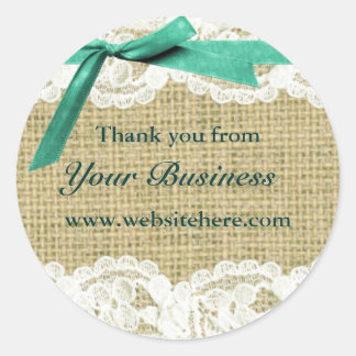 Burlap and Lace Beige Mint Bow shabby chic label