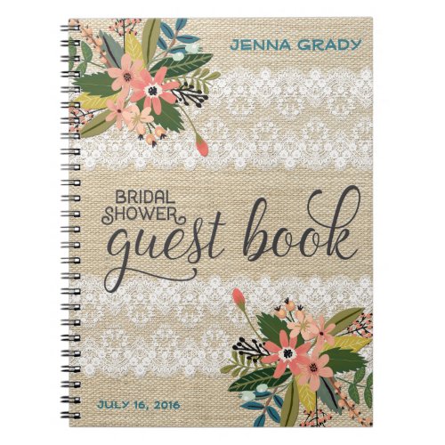 Burlap and Lace Bridal Shower Guest Book