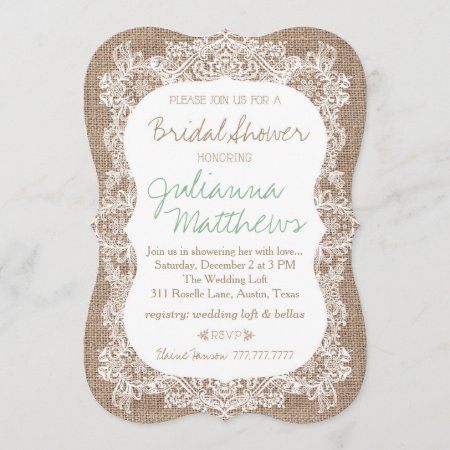 Burlap And Lace Bridal Shower Invitation