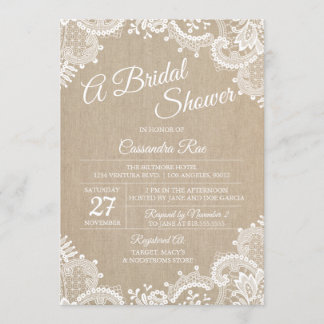 Burlap and Lace Bridal Shower Invitation