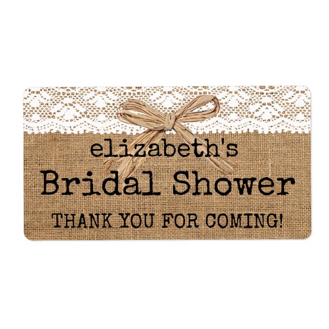 Burlap and Lace Bridal Shower Label (Front)