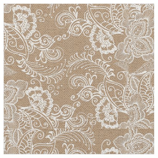 Burlap and Lace Floral Shabby Chic Fabric