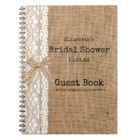 Burlap and Lace Image Bridal Shower Guest Book