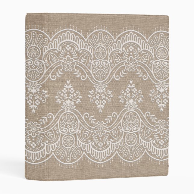 Burlap and Lace Mini Binder (Front/Spine)