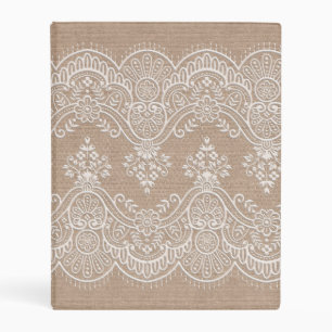 Burlap and Lace Mini Binder for Recipes or Photos