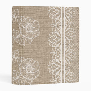 Burlap and Lace Mini Binder for Recipes or Photos