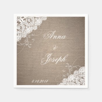 Burlap And Lace Napkins by rusticwedding at Zazzle