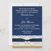 Burlap and Lace Navy Wedding Invitation (Front)