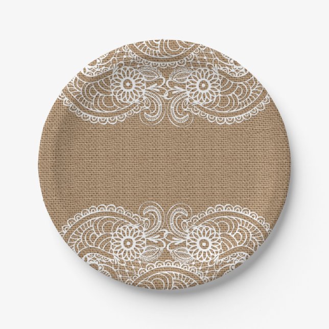 Burlap and Lace Paper Plate (Front)
