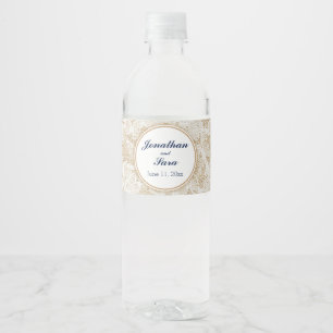 Burlap and Lace Personalized Wedding Water Bottle Label