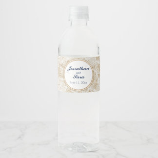 Burlap and Lace Personalized Wedding Water Bottle Label