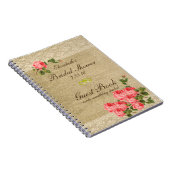 Burlap and Lace Print- Bridal Shower Guest Book- Notebook (Right Side)