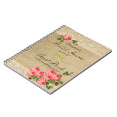 Burlap and Lace Print- Bridal Shower Guest Book- Notebook (Left Side)