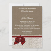 Burlap and Lace Red Wedding Invitation (Front)