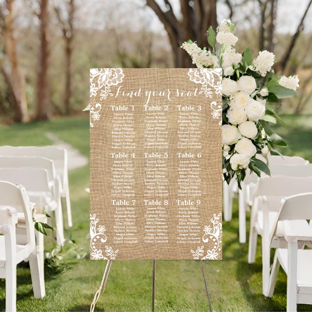 Burlap And Lace Rustic Country Wedding Foam Board (Creator Uploaded)