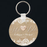 Burlap And Lace Rustic Country Wedding Keychain<br><div class="desc">Looking for the perfect rustic country wedding design? Look no further than burlap and lace! The burlap and lace design features delicate white lace paired with natural burlap, creating a charming, rustic look that is perfect for any country wedding. The floral lace adds a touch of elegance, while the burlap...</div>