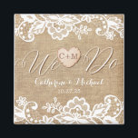 Burlap And Lace Rustic Country Wedding Magnet<br><div class="desc">Looking for the perfect rustic country wedding design? Look no further than burlap and lace! The burlap and lace design features delicate white lace paired with natural burlap, creating a charming, rustic look that is perfect for any country wedding. The floral lace adds a touch of elegance, while the burlap...</div>