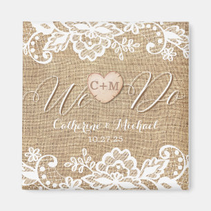 Burlap And Lace Rustic Country Wedding Magnet