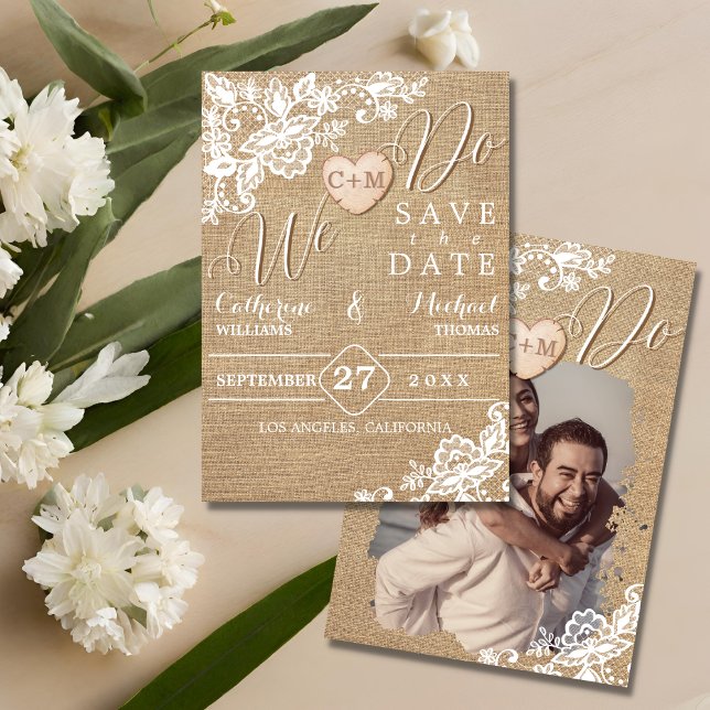 Burlap And Lace Rustic Country Wedding Save The Date (Creator Uploaded)