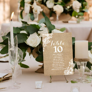 Burlap And Lace Rustic Country Wedding Table Number