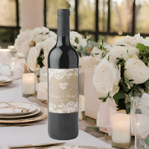 Burlap And Lace Rustic Country Wedding Wine Label