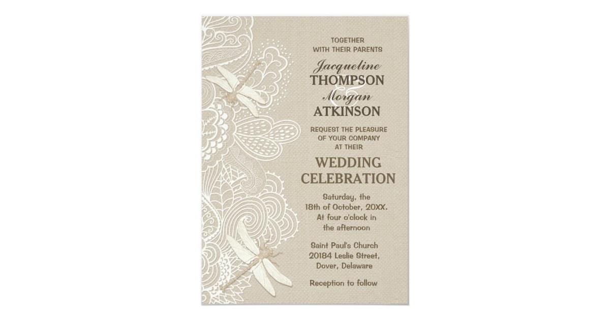 Burlap and Lace Rustic Wedding Invitation | Zazzle.com