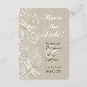 Burlap and Lace Rustic Wedding Save The Date Invitation
