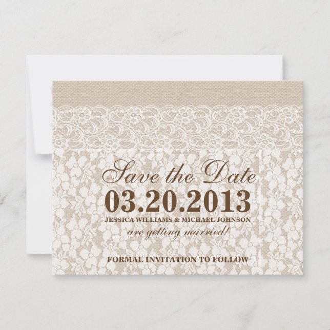 Burlap and Lace | Save the Date (Front)