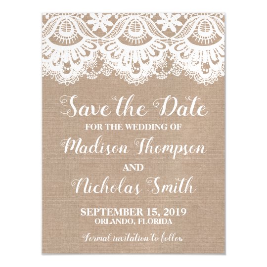 burlap and lace save