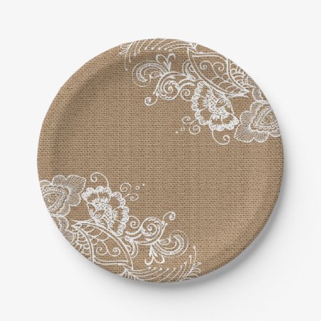 Burlap And Lace Shabby Chic Paper Plates