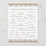 Burlap and Lace Wedding Advice Cards, Rustic Postcard<br><div class="desc">Our rustic burlap and lace fill-in-the-blank advice cards are a fun activity to have a wedding reception or bridal shower. You can change the heading wording if you would like by using Zazzle's "Personalize this template" tool. Be sure to check out our large selection of coordinating items by browsing the...</div>