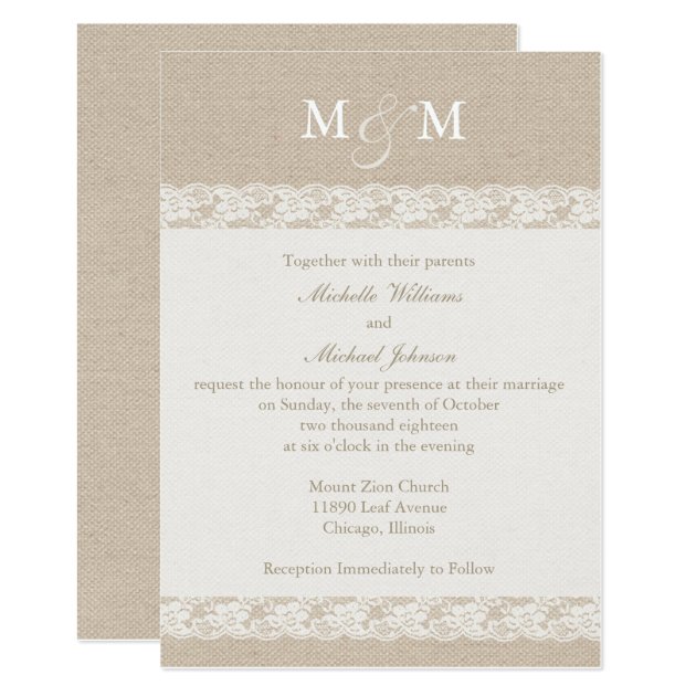 Burlap And Lace | Wedding Invitation