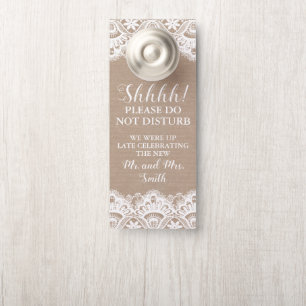Burlap and Lace Wedding Door Hangers, Rustic Door Hanger