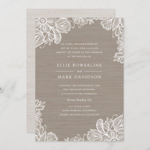 Burlap and Lace Wedding Invitation
