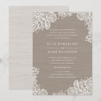 Burlap and Lace Wedding Invitation