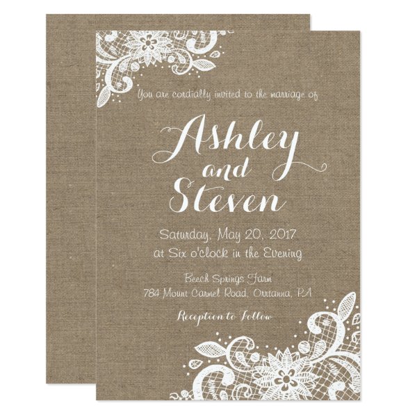 256957765185067749 Burlap and Lace wedding invitation