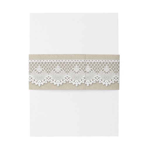 Burlap and Lace Wedding Invitation Belly Band Zazzle
