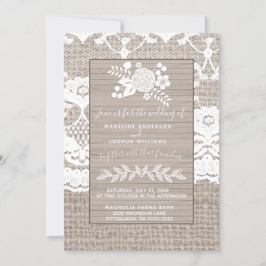 Printable Burlap And Lace Wedding Invitation Template