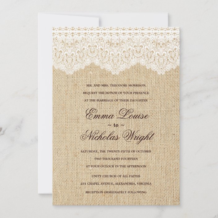 Burlap and Lace Wedding Invitations | Zazzle.com