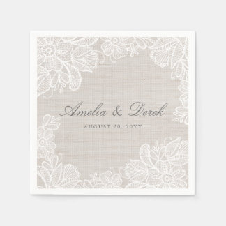 Burlap and Lace Wedding Napkins