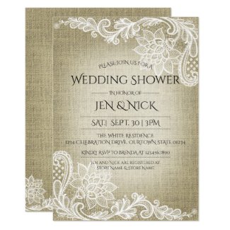 Burlap and Lace Wedding Shower Invitation