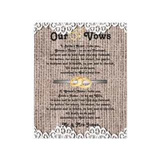 Burlap and lace Wedding Vows Canvas Print