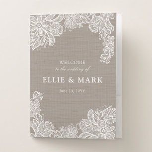 Burlap and Lace Wedding Welcome Folders