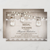 burlap and mason jars bridal shower invitations (Front/Back)