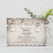 burlap and mason jars bridal shower invitations (Standing Front)