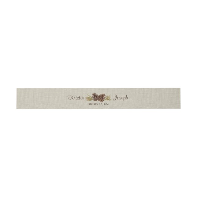 Burlap and Pinecones Invitation Belly Band (Flat)