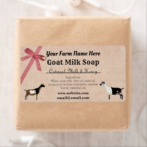 Burlap and Plaid Goat Milk Soap Label