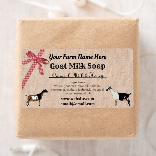 Burlap and Plaid Goat Milk Soap Label (Insitu)
