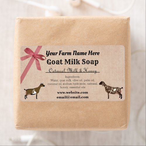 Burlap and Plaid Goat Milk Soap Label